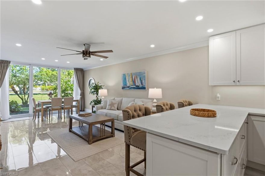 Within the historic neighborhood of Old Naples, you'll find this BEAUTIFUL 2BR / 2BA home available for a long term or short term lease. Recently renovated and never lived in, the home is immaculate and tastefully furnished with an in-unit washer/dryer and covered parking plus guest parking. You will love walking in the door every time! Perfectly located just 7 blocks from the pristine Gulf beaches, 5 blocks from the cafés, boutiques, and restaurants of 3rd Street, and 3 blocks from The Dock and Bleu Provence—some of the area’s most beloved dining destinations.  Enjoy exploring the neighborhood's tree-lined streets and head over to 5th Ave for more cafes and restaurants! Just one block away you will find the renovated Clubhouse, swimming pool, bocce and shuffleboard courts. Welcome to Jasmine Club!