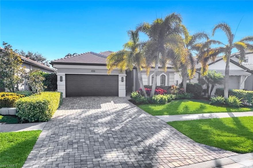 Your dream home awaits in this prime location of North Naples.  Conveniently located east of I-75 and Immokalee Rd.  Palazzo at Naples is a gated boutique community with only 85 homes.  This gorgeous Serino floorplan built by Toll Brothers in 2017 is nothing short of spectacular.  The kitchen boasts an oversized island with cabinets on both sides, great for extra storage.  Top of the line Taj Mahal quartzite countertops matching throughout the entire house.  The sophisticated design continues with a stunning stone fireplace wall with built in side cabinets, Sonos surround sound inside and out in the lanai.  The primary bathroom is a sanctuary of relaxation with a free standing tub, massive walkthrough shower, split vanities, 2 linen closets and one piece Kohler commodes in all bathrooms.  Enjoy the oversized private outdoor lanai complete with an outdoor kitchen, with a vented gas grill, heated saltwater pool and spa and electric hurricane shutter.  This home has so many features including hurricane windows and front door, ADT security system, whole house generator by Generac, whole house water purifier system by Kinetico, primary closets done by Closet Innovations to name a few.  Membership opportunities are available at neighboring Quail Creek, Old Cypress, and Longshore Lake.  This natural gas community also features NO CDD, low HOA fees and it's not in a flood zone, adding to it's appeal.  Located just 6 miles to pristine beaches, 20 minutes to RSW airport, downtown 5th Ave's world class dining and shopping are just 25 minutes away.  Don't miss the chance to call this one home!