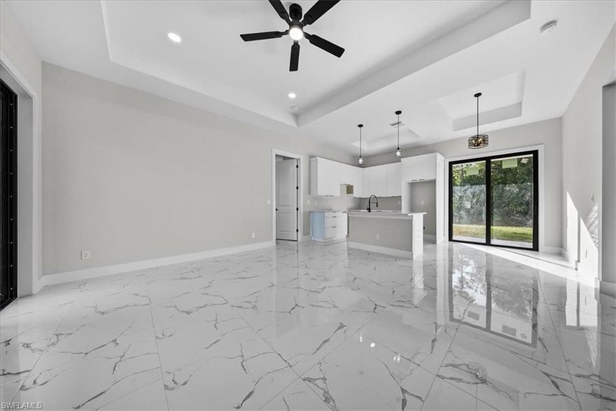 Discover this beautiful brand-new home offering more than 1,200 sq. ft. of luxurious living space.This home features 3 bedrooms and 2 full baths. Inside, you'll find stylish tile flooring throughout, impact-resistant windows and doors, and an upgraded appliance package. The lanai is perfect for enjoying your morning coffee or evening cocktail while overlooking the landscaped yard. Entertaining is effortless in the chef's kitchen that is adjacent to the dining area. The dining area, featuring sliding doors to the lanai, is ideal for get-togethers with family and friends. The primary bedroom suite offers spacious walk-in closets, dual sinks and a walk-in shower. The 2-car garage provides ample storage space. This home exemplifies comfort, style, and quality living.