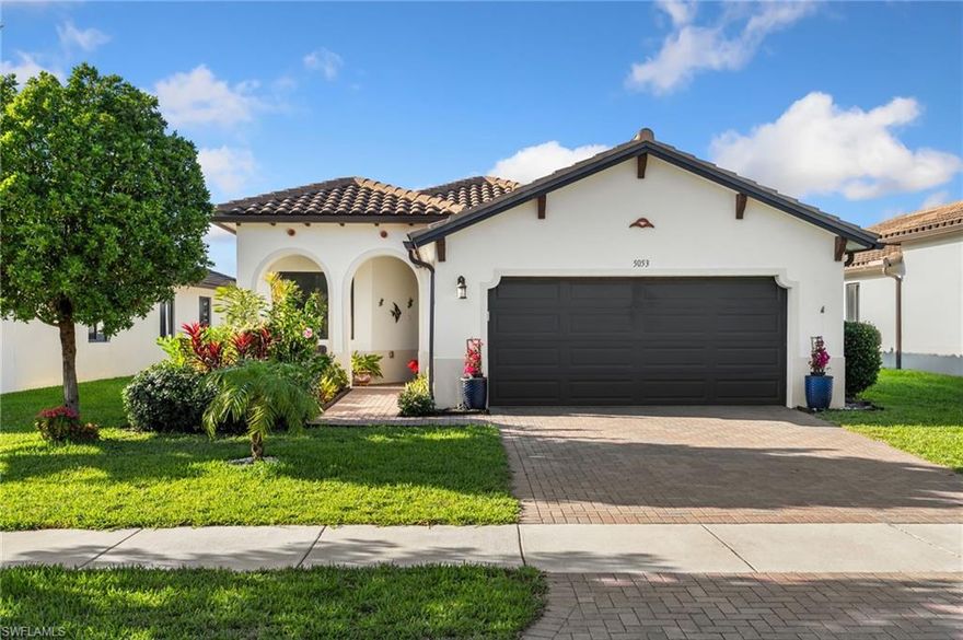 NEW LISTING and $5,000 CREDIT being offered to buyers for closing costs!! This is one of the most sought-after single family open concept floor plans with 3 bedrooms PLUS a DEN, 3 FULL baths and nearly 2,000 square feet under air. Most recent upgrades in 2026 include new impact glass window in the Den and an impact rated front door. The spacious Den has new LVP flooring and is located beside a full bath, making it private and comfortable for guests, large families or anyone working from home. The moment you enter the foyer of this 2021 single story home, your are greeted with neutral wall colors, floor tile, natural light and a direct view of the palm tree lined private backyard, giving  that cozy home first impression.  Custom window & slider door Zebra blinds throughout the home provide privacy and a luxurious feel. Kitchen is open to the dining & living areas and is finished with white cabinets, stainless steel appliances and a large granite counter height island with ample seating. The Primary bedroom offers TWO walk-in closets, a nicely appointed bathroom with dual sinks and a separate water closet, for added privacy. The spacious screened in covered lanai makes a great sitting area or outdoor dining area. Additionally, there is an expansive brick paver patio spanning the width of the home making it perfect for entertaining, cooking out or simply relaxing in the backyard while surrounded by tropical lush landscaping.  Ave Maria is located in Collier County and is known for its charming Town Center, A-rated schools, University and golf course. This is an award-winning BLUE ZONE community with miles of walking, jogging, bike paths and beautiful parks.  Amenities include resort style community pools, fitness center and classes, spa,  bocce, pickleball, tennis, basketball, billiards, library, cafe, large event room and meeting rooms. Also within the community, you'll find restaurants, Publix grocery store and a water park and dog park.  There's something for everyone!