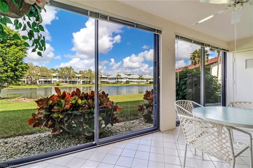 Centrally located 2 bedroom 2 bath condo newly listed. Located across from Grey Oaks in the heart of beautiful Naples Fl. Relaxing water views are a great way to start your vacation or become part of your everyday living experience. Washer/Dryer in the unit. Master bedroom with master bathroom. Large Family room with separate dining room. There is an eating area in the kitchen as well. Detached Garage #18 included as well as a numbered space out front of condo. Access to 2 pools as well a 2 tennis courts. Water and cable included in HOA.
A wonderful opportunity to own a condo in Naples.