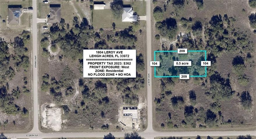 HALF ACRE of land in this fast growing city of Lehigh Acres. NO HOA, NO CDD, NO Flood Zone, Residential Zoned, many new development is going up in the area, taxes are low, buy now before price goes higher and build later.