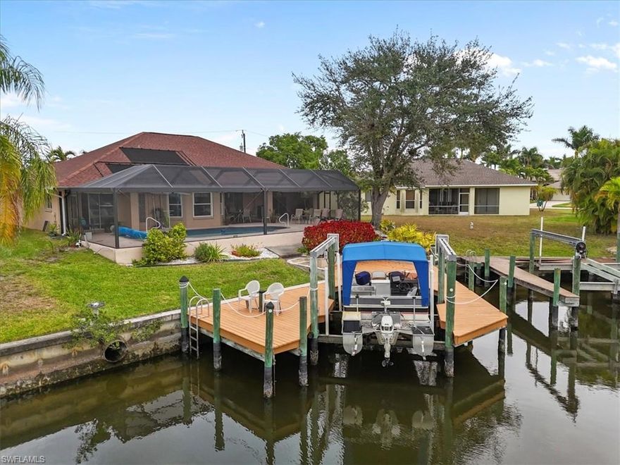 Waterfront Pool Home with Direct Gulf Access – No Bridges!
Discover Florida waterfront living at its finest in this 3-bedroom +Den, 2 1/2 bath Pool Home situated on a Gulf access canal with no bridges, offering direct passage to the Caloosahatchee River and on to the Gulf of Mexico—perfect for sailboats and avid boaters alike.
Enjoy a true coastal lifestyle where you can catch snook or watch manatees frolic right off your private dock, then cruise effortlessly down the Spreader Canal for a day on open water. The south-facing wide canal views provide abundant natural light and stunning backdrops from nearly every angle.
Relax outdoors in your solar heated pool or start your mornings with coffee in the breakfast nook while taking in serene water views. The split-bedroom floor plan offers comfort and privacy, making this home ideal for full-time living, seasonal enjoyment or investment. Conveniently located near the shops st Surfside & CCCF Bike Path.
This is a rare opportunity to own a direct Gulf access home with no bridges, combining boating convenience, scenic views, and relaxed Florida living.
