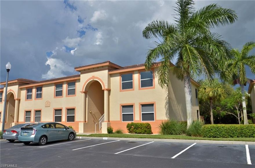 This Second-floor end unit with nice upgrades is priced to sell. 3 bedrooms and 2 bathrooms. This is a quiet neighborhood with great security. This home has custom countertops in the kitchen, laminate wood flooring in every room and tiled bathrooms. High ceilings complement the home giving it a much larger feel. A split floorplan with Master suite and Two guest bedrooms provide plenty of room you and your guests. The Community pool and exercise room are located just over the boardwalk. A Fantastic Location close to shopping and wonderful entertainment, you are just a short drive away from Fort Myers Beach and Sanibel Island.