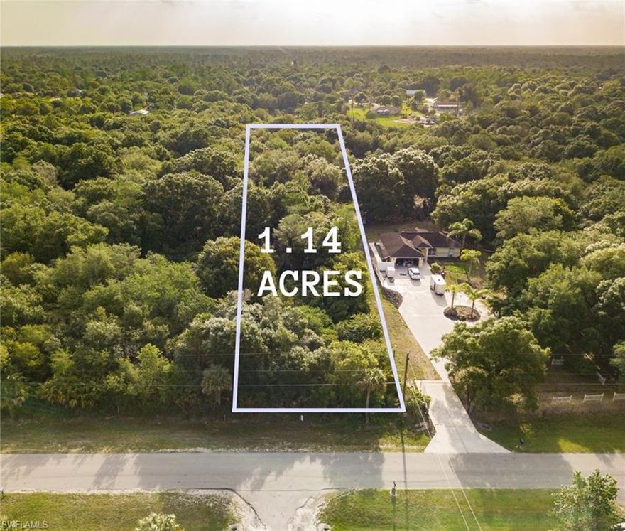 Lowest priced property in the area! Located in the X500 flood zone which won't require flood insurance. Build your dream home in the privacy provided by nature on this 1.14 acres lot, offering Eastern rear exposure on a desired and convenient location west of Everglades Blvd. Environmental Study and Survey are available. This property contains wetlands and it is priced accordingly to justify the cost of mitigating. Golden Gate Estates is a beautiful rural area with no HOA restrictions, where you can have boats, RVs, motorhomes, and much more. A short drive west, you’ll be at some of the world’s most exquisite beaches in Naples and the state of Florida. In addition, there is plenty of golf courses, shopping, and dining nearby for your enjoyment.