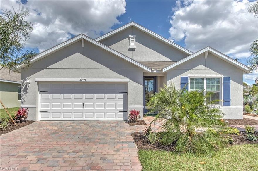 Welcome to Entrada!  Our newest gated community in Cape Coral, conveniently located near 41 on Del Prado Blvd, near shopping and restaurants, only 12 minutes from downtown Fort Myers. Entrada will have over 700 homes with low HOA and a fantastic amenity center complete with large resort style pool, fitness center, clubhouse, tot lot, tennis and pickle ball.  Entrada features both our signature series of homes and our Express brand as well. The Cali floor plan features 4 bedrooms, 2 bathrooms and 2 car garage.  This very popular express floor plan is wide open with the kitchen overlooking the dining area and large living room.  Options include upgraded appliances with a refrigerator and washer/dryer as well as tile in the kitchen, foyer, bathrooms, and great room/living area.  This brand new homes also comes with a comprehensive warranty. Come in today for your private tour!