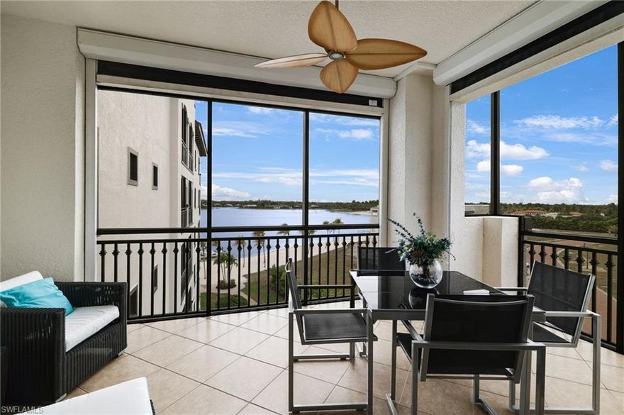 Step into coastal bliss in this move-in-ready beachfront corner retreat with sweeping views of Lake Como. Perched on the 5th floor, this 3BR/3BA open great-room design is ideal for entertaining, with a private screened balcony accessible from two bedrooms.

Recent upgrades: great-room ceiling reconstruction to accommodate enhanced lighting/fan, new dishwasher, new oven/microwave, new 50-gallon water heater, new HVAC, and new lanai refrigerator.

Features include dual primary suites, a gourmet kitchen with cove ceiling, granite counters, under-cabinet lighting, extended breakfast bar, stainless appliances, gas cooktop, wine refrigerator, and a morning bar. Crown molding, upgraded lighting/fans, laminate bedroom flooring, electric storm shades, and exterior storage complete the package.

Enjoy the unmatched lifestyle of Miromar Lakes Beach & Golf Club with a private white-sand beach, boating and water sports, championship golf, tennis, pickleball, fitness, spa/salon services, waterfront dining, and an active social calendar—plus an easy beach stroll to Blue Water Beach Grill.