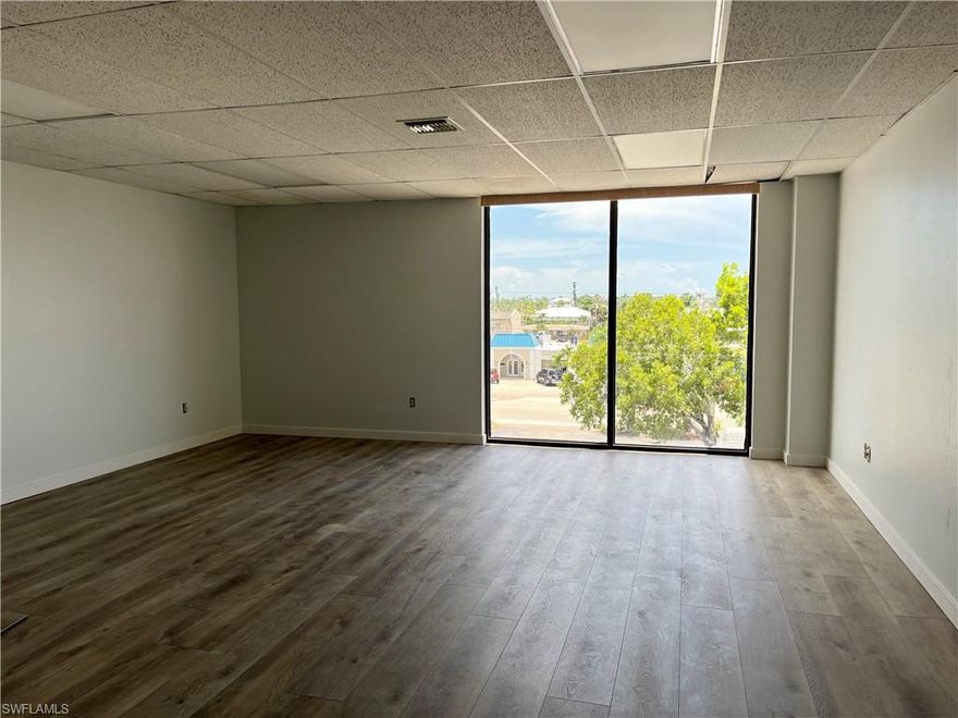 Office space in great location right at downtown Cape Coral. Lease price include cam fees and water. The building is serviced by an elevator and has a recently updated lobby area. The building is 100% occupied. The office have virtually unlimited parking in the back and have new floor to ceiling windows. The property is well managed and very close to the Cape Coral Bridge, located in the middle of the Downtown Cape Coral. This unit has an own bathroom and AC.