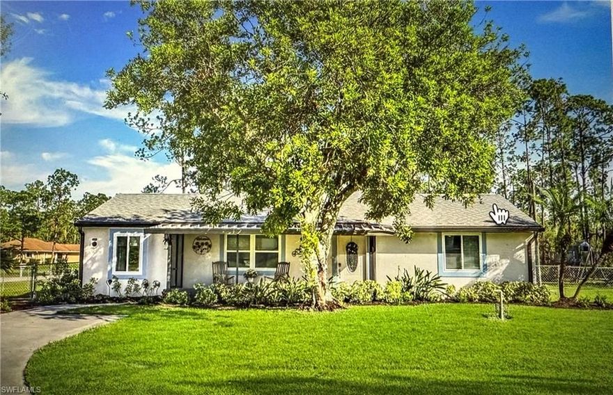 Come and see the oasis of peace, full of fruit trees landscaped with love, a saltwater in-ground heated (optional) pool, and 2 sheds in the back that can be used for a workshop and storage.  We have a 3-bedroom 2-bathroom split floor plan with office space, living room, dining room, which can be subbed as a playroom.  There is a filtered reverse osmosis water system to avoid any unpleasant smells that come with well water.  This home is located in a very peaceful part of Lehigh, tucked away from the hustle and bustle.  Just a 10-minute drive from all the supermarkets and Walmart, 15 minutes away from the city of Labelle, and 30 minutes from Ft Myers!