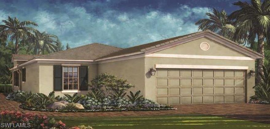 UNDER construction - Queen palm floor plan offers many upgrades; Extended screened lanai, Large Master bedroom with bay windows, tray ceiling package with crown molding, 42” kitchen cabinets, 5 1\4 molding throughout, tile floors, upgraded shower tile and much more. Sandoval Community offers many activities and amenities. Photos of Model.