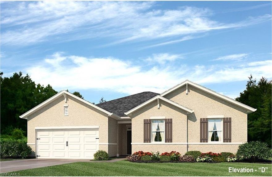WELCOME TO YOUR BRAND NEW HOME!!  This is our Cairn floor plan at 2090 square feet.  Great SW Cape Coral location right near Chiquita Blvd and Trafalgar Pkwy with ALL ASSESSMENTS PAID!!!  Home comes with 18” tile everywhere except the bedrooms, all appliances including washer and dryer, blinds on all windows except for slider, full irrigation system, electric garage door with opener, and full builder’s warranty.  We offer several varieties of financing options and ways to contribute to your closing costs.  This is why owning a brand new home from America’s largest builder is going to be your best option.