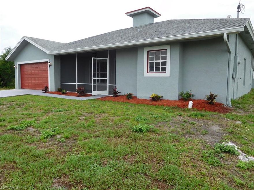 REMODELED! With granite countertops, new cabinets, tiled throughout. WOW brand Well Equipment too.  This home also features 4 bedrooms 3 bathrooms and over 2000 square feet of living space.  Screened in lanai and screened in front entrance. This home is centrally located on a corner lot with easy access to Fort Myers and I-75.  Seller will credit the buyer $7,000.00 at closing for new appliances and Air Conditioning. Call today to schedule your showing.