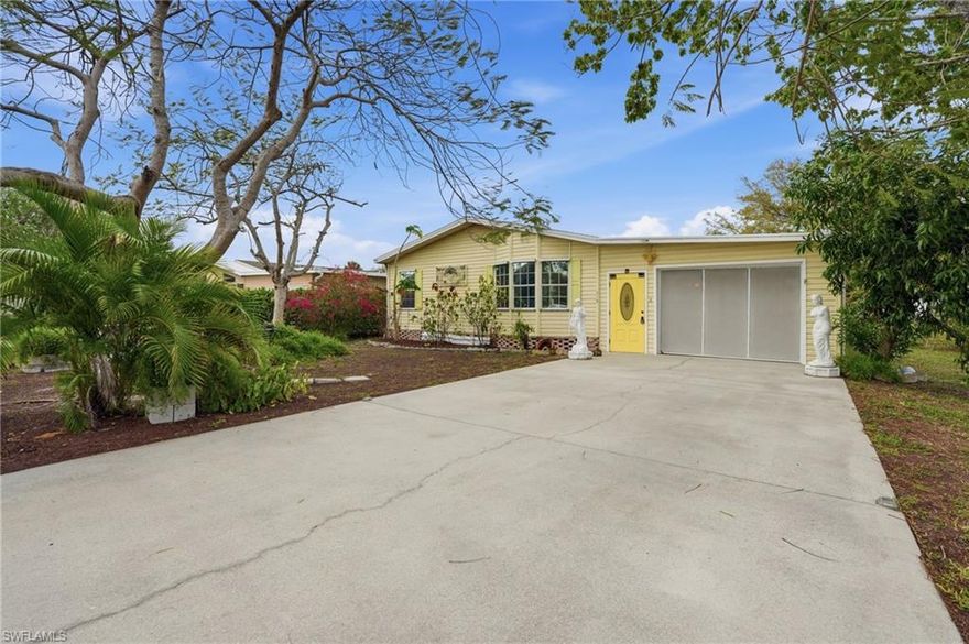 Welcome to your slice of Southwest Florida freedom in Riverwood Estates, where you own the land, enjoy Gulf-access boating, and live just minutes from Marco Island and Olde Naples. This beautifully maintained 3-bedroom, 2-bath manufactured home delivers the perfect blend of comfort, upgrades, and laid-back Florida living in a vibrant 55+ community.

Step inside to a bright, open layout designed for both everyday living and entertaining. The updated kitchen features modern cabinetry (2020), newer appliances, a pantry, and a breakfast bar that flows seamlessly into the main living space. Major updates give peace of mind, including a new A/C system (2022), new roof (2024), and recently replaced vapor barrier and insulation (2024), making this home truly move-in ready.

The spacious floor plan offers three large bedrooms and two updated bathrooms, providing flexibility for guests, hobbies, or a home office. The attached garage is a standout feature with room for your vehicle, golf cart, and a dedicated workshop space, with potential to convert into a relaxing screened-in porch for enjoying quiet Florida evenings.

Situated on your privately owned lot along a quiet, well-kept street, this home offers both privacy and community. Riverwood Estates is known for its low HOA fees of just $225/year and exceptional amenities, including a private boat ramp with Gulf access, giving you the ability to enjoy sunset cruises, fishing trips, and waterfront dining just minutes from your doorstep.

Whether you're looking to retire, downsize, or secure a seasonal getaway, this property checks all the boxes. Opportunities like this in Riverwood Estates are rare. All it's missing is YOU!