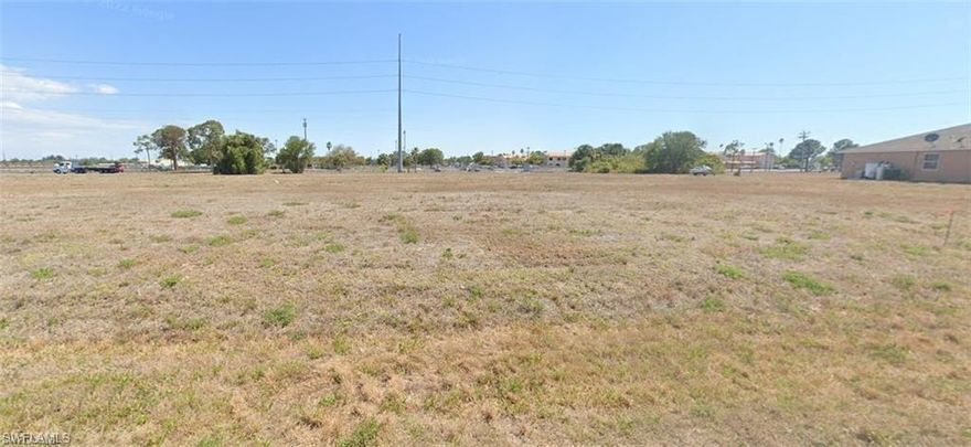 Your opportunity to own/create your very own income-generating business by owning this build-to-suit lot. Zoned for Professional Commercial. Build your own commercial space that meets your business needs or rent it out! Centrally located in Cape Coral with all amenities nearby. Water and Sewer already installed in this area. NO RECORDED ENDANGERED SPECIES LISTED ON CAPE CORAL WEBSITE. Don't let this opportunity slip by you.