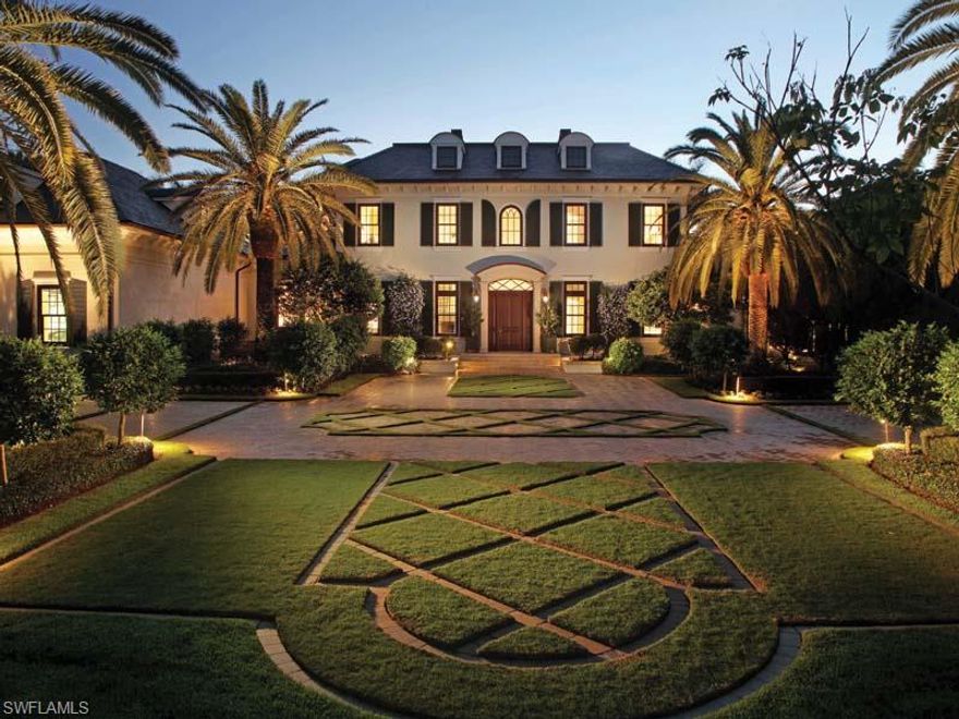 The special character of this estate is drawn from its beautifully planned and maintained gardens set on an enviable lot 200 feet wide. Note the expansive views of the Treasure Cove canal taken from multiple lanais, unobstructed boating access to the Gulf from the private dock, rich design elements and, superior finishes, part of a thoughtful renovation in 2007. The quality of the custom millwork, lighting design, materials choices, superior fittings and storm protections is exceptional. Reminiscent in its exterior presentation of Palm Beach’s most important properties, this home offers spacious and well planned accommodations plus a variety of interior and exterior entertainment spaces.