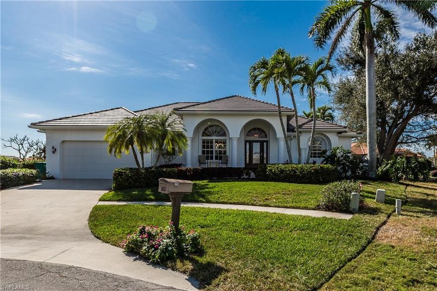 H.14067 - Gorgeous, well maintained, Divco built home with triple converging
water views. Brand new roof and paint. Pool was re-surfaced in April, 2019. Desirable SW exposure, key
lot, on quiet cul-de-sac. Lockout suites for guest rooms. Remodeled kitchen 
and baths with extensive updating throughout. Den/Office is open - not closed-in. New 16
SEER AC in April 2015. New pool pump. Newer water heater. Whole house water filtration system.
Heated pool and waterfall spa. 2 boat lifts (one is 16,000 lb capacity and the other is 10,000 lb
capacity) and dock. Spacious 2 car garage with work area and cabinets. Will consider selling
furnished.  2018 - New roof and paint. New kitchen counter tops and backsplash. 
2016 - Kitchen and bath remodel. New lights and ceiling fans
throughout