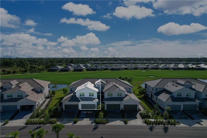 Welcome to the Baycreek model, a beautifully designed two-story coach home by Lennar offering over 2,100 square feet of thoughtfully designed living space in the gated community of Babcock National. This home includes a bundled golf membership, providing immediate access to the championship golf course and the full golf and country club lifestyle this community is known for. Positioned along the 5th hole of the Gordon Lewis-designed championship course, this residence offers stunning golf course views. The home features 3 bedrooms and 2 bathrooms, along with a full 2-car garage with an additional dedicated space for your golf cart, a feature unique to the Baycreek floorplan. The garage also includes an electric vehicle charging station.

Designed with both comfort and peace of mind in mind, the home is equipped with hurricane impact windows and doors, along with desirable natural gas throughout the home, providing both reliability and energy efficiency.

The expansive lanai creates the perfect place to relax and take in breathtaking views of the beautifully maintained 18-hole championship golf course, whether you're enjoying your morning coffee or unwinding with a sunset view over the fairway.

Babcock National truly embraces the golf and country club lifestyle within this private gated community. Residents enjoy an impressive collection of resort-style amenities exclusively available to Babcock National residents and their guests, creating a private club atmosphere. The community features a stunning lagoon-style pool complete with a relaxing hot tub spa, a state-of-the-art fitness center, full-service salon and spa, tennis and pickleball courts, and a tiki bar and grill for casual dining and drinks.

The beautifully finished clubhouse serves as the heart of the community, offering exquisitely designed interiors, elegant gathering spaces, and exceptional dining experiences. In addition to the main amenity center, residents also enjoy seven satellite pools conveniently located throughout the community, offering additional places to relax and unwind close to home.

Beyond the amenities, the Babcock National HOA hosts a wide variety of social events and activities throughout the year, offering residents numerous opportunities each month to connect, socialize, and fully enjoy the country club lifestyle.

As Babcock Ranch community residents, you'll enjoy food truck nights, live music, farmers markets, golf cart parades, and year-round community events.

These coach homes are also highly desirable as seasonal residences and offer excellent potential for seasonal rental opportunities, making this property appealing not only as a primary or second home, but also for the investor-minded buyer looking to generate rental income in one of Southwest Florida’s most sought-after golf communities.This home offers the perfect combination of golf, luxury, lifestyle, and investment potential in one of Southwest Florida’s most desirable communities.