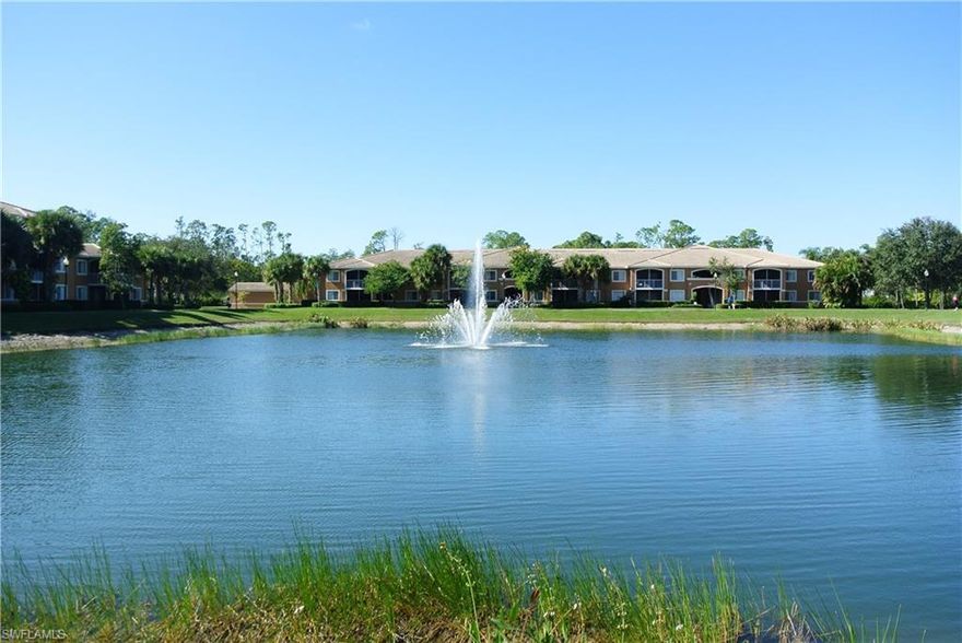 Water View from every room!  Have your coffee each morning overlooking a quiet lake.  Enjoy all that Naples has to offer all within 10 minutes.  Beaches, 5th Ave, Shopping, Movies, Art.  Perfect maintenance free living, come and go!  This luxury condominium is fully furnished and ready to be enjoyed.  Tile throughout the entire home.  Open concept kitchen, dining and living room.  Great  master bedroom with walk in closet and a full bathroom.  The amenities include a grand clubhouse, pool, tennis, fitness center, racquetball, library and bocce ball.