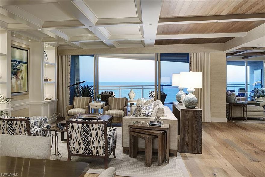 Relaxed beach house flawlessly detailed by W Design in the amenity-rich Moraya Bay building is sure to impress even the most discerning of buyers. The sprawling four-bedroom and a den/media room floor plan thoughtfully surrounds the floor-to-ceiling glass with unobstructed, southern views of the Gulf. Beautiful oak floors set the tone for the coastal color palette and perfectly draw the eye to the expansive lanai with matching tile flooring that brings the outside in. The peaceful master suite is paradise found with a resort-style bath, a well-designed walk-in closet and convenient access to the lanai. Custom shiplap walls, modern ceiling treatments and fully inset cabinets are just a few additional upgrades to appreciate. Moraya Bay offers all the conveniences of a 5-star resort with a beach club, pool and beachside service, concierge services, fitness center, restaurant, and 24-hour security.