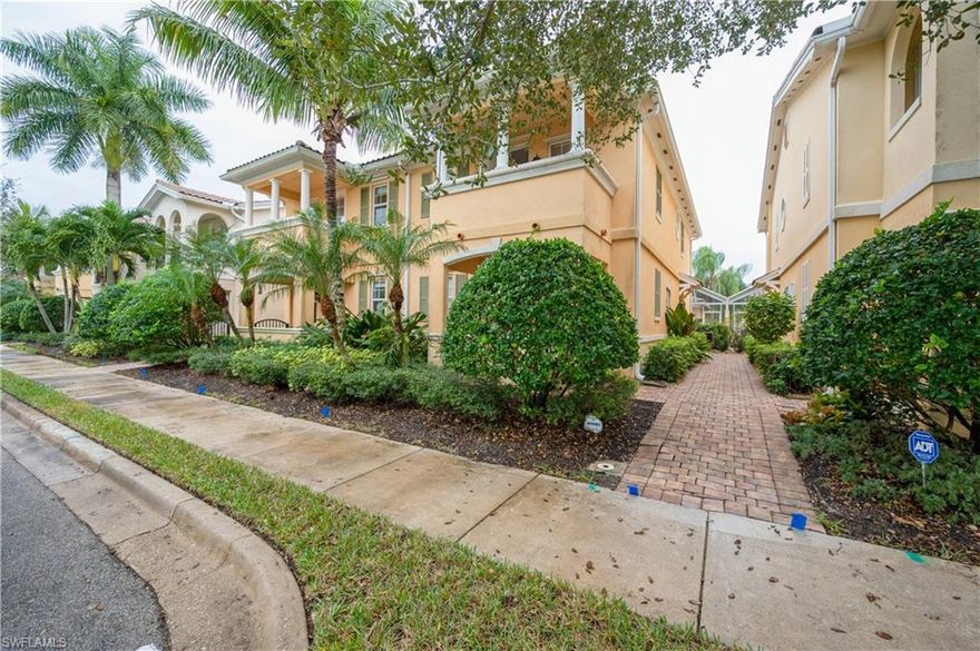 This is the only Veronawalk townhouse for sale and its a beauty!  This  furnished 3 bedroom Caymen model has a pool, 2 car garage and 2 master bedrooms.  Updates include freshly painted lanai and pool deck also check out the garage with newly painted walls and floor.  On a quiet street across from one of Veronawalk's many lakes it only a short distance away from all the amenities including; tennis, pickleball, resort community pool and lap pool, restaurant and bar, 25 miles of walking and bike paths.  Come see today!