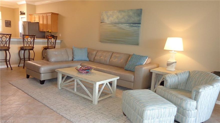 BACK-UP OFFERS ENCOURAGED & EZ TO SHOW w/SHORT NOTICE.  NICELY, UPGRADED TOP FLOOR UNIT IN THE TERRACES AT RIVERWALK BEING SOLD TURNKEY! THIS COMMUNITY IS IDEALLY LOCATED OFF COLLEGE PKWY BTWN MCGREGOR & SUMMERLIN, IS CLOSE TO MANY FINE RESTAURANTS & SHOPPING CENTERS, JUST A SHORT DRIVE TO FT MYERS BEACH, SANIBEL & CAPTIVA ISL., IS PROFESSIONALLY MANAGED w/LOW HOA FEES & FINANCIALLY SOUND. BEAUTIFUL GROUNDS w/MATURE PALMS. YOU'LL BE PROUD TO CALL THIS BEAUTIFULLY UPGRADED CONDO HOME. SOME UPGRADES INCLUDE TILE ROOF ('21), A/C ('18), HWH ('20) WHIRLPOOL SS REFRIGERATOR/FREEZER, MICRO & RANGE; QUARTZ COUNTERS IN KITCHEN & BATHS, CROWN MOLDING, UPGRADED LIGHTING & CEILING FANS; 16" TILE LAID DIAGONALLY w/UPGRADED PLUSH CARPETING IN BEDROOMS. BEAUTIFUL, NEWLY TILED SHOWER IN GUEST BATH & PLUMBING FIXTURES. THE MASTER BR HAS TWO LARGE WALK-IN CLOSETS, BIG SHOWER, A LINEN CLOSET & BEST OF ALL- PRIVACY- OPEN THE BLINDS & ENJOY PRIVATE, WOODED VIEWS FROM MASTER & MAIN LIV AREA! HUGE STORAGE CLOSET ON SAME FLOOR w/SHELVING. THE CARPORT IS AN EXTRA WIDE END SPOT NEAR THE DOOR & ELEVATOR!