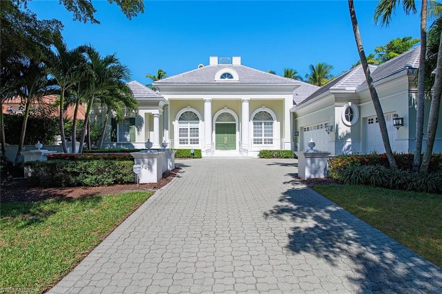 In one of Naples’ most unique and highly coveted enclaves – just 34 homes sitting behind the only guard-gated community in downtown Naples – this custom built 1997 estate on lot 2 offers serene views of the lake behind. With 4 bedrooms, a den, a 3-car AC garage, and high ceilings, the home provides a perfect canvas to create a new vision for this very well kept one owner home. A new roof has just been completed. This is an Associate Membership property affording the new owner the opportunity to join what will be the premier beach club in America, the famed Port Royal Club. Little Harbour is located just across from the 21st Avenue South and Gordon Drive beach access, placing the Gulf’s idyllic shoreline just moments from your door.