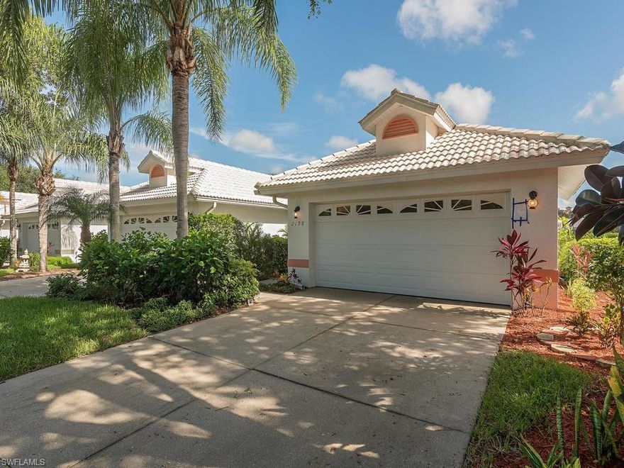 This spacious and immaculate home is located in much sought after Marker Lake Villas – a quiet, cozy, gated community in N. Naples ideal in Florida Living. This totally remodeled villa has three bedrooms, two full bath, featuring high vaulted ceilings and an open air floor plan with 20x20 porcelain tiles throughout except for the bedrooms with elegant hardwood flooring. Beautiful redesigned custom kitchen with 42”raised paneled cabinets and crown molding, granite counter tops, a large island, glass mosaic tile backsplash, a pantry and brand new modern SS appliances for you to call your new home. The Master Suite is spacious with French doors and a private access to the lanai, walk-in closet, a master bath with dual sinks and a large glass enclosed custom shower. The laundry area has a new washer/dryer. The home is freshly painted and complimented with striking light fixtures and ceiling fans. Relax on the large screened lanai and enjoy a tranquil lake view. Great location close to popular Vanderbilt Beach, shopping, restaurants, and SW Florida International Airport.