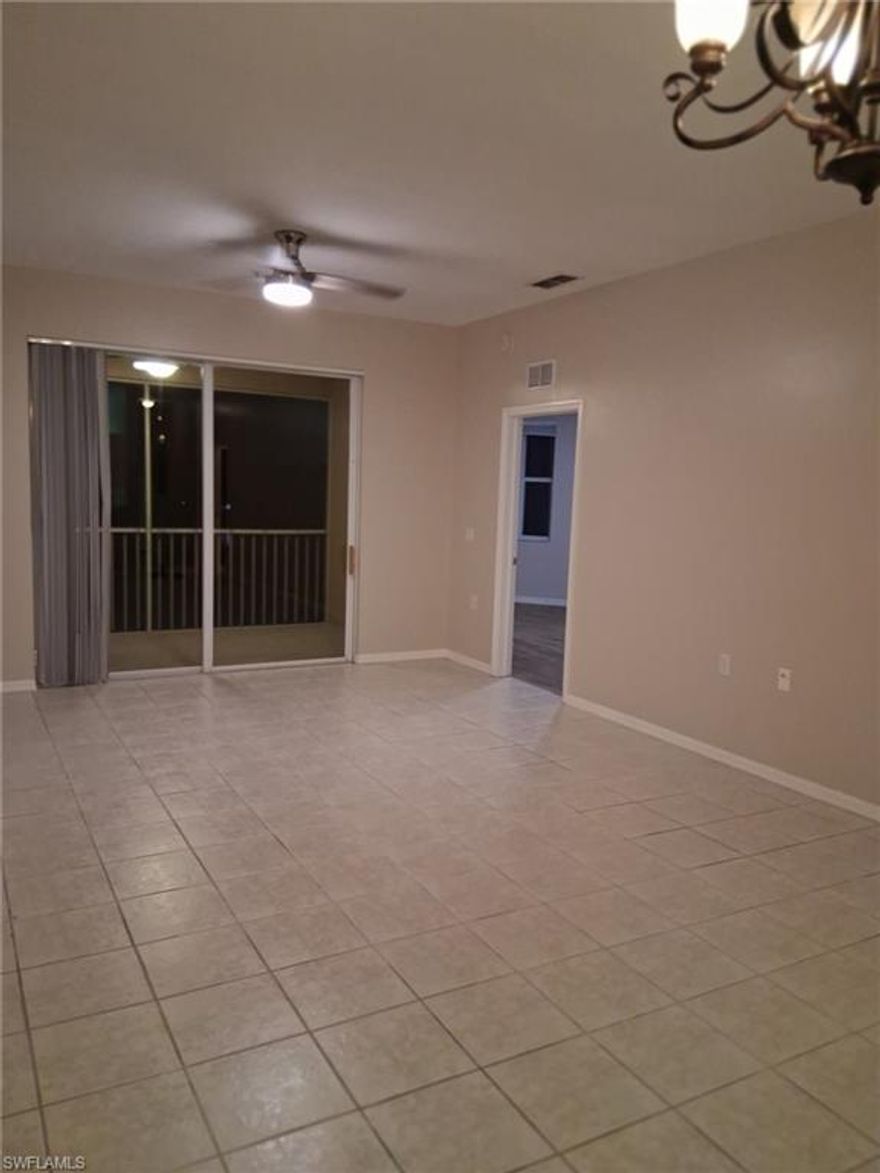 Unfurnished ANNUAL RENTAL WITH Lake and golf course views! 2 bedroom/2 bath condo with nearly 1200 sq ft in great North Naples location. The open floor plan features an efficient kitchen with breakfast bar, dining room and large living room with sliders to the lanai. The unit also has a large Master suite with  shower and dual sinks. The guest room can be closed off to create a private guest suite with full bath. Cypress Woods Golf & Country Club is a bundled golf community, and a GOLF MEMBERSHIP IS INCLUDED. The renter(s) will have access to Three Heated Pools within the Gated Cypress Trace subdivision within walking distance of the condo. Also, the Renter(s) if they prefer can transfer membership and will have access to the Beautiful Cypress Woods Golf and Country Club which offers an 18 hole Golf Course that includes a Putting Green and a Driving Range. The other amenities include - Heated Pools, Tennis Courts, Pickleball Courts, Bocce, Fitness Center, Library, Dining Facilities and a Beautiful Upgraded Clubhouse. Enjoy the peaceful walks or bike and jog anywhere in Cypress Woods surrounded by the natural preserves. Close to Restaurants, Shopping and I75.