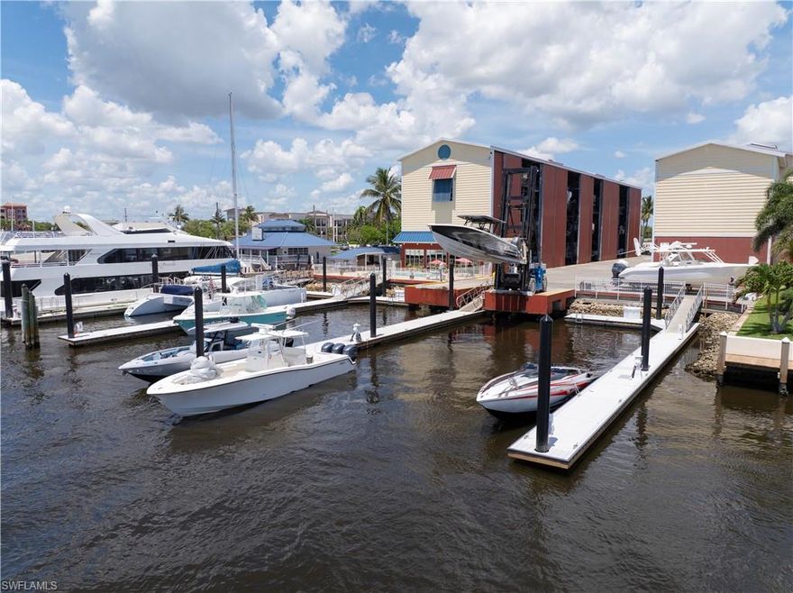 An outstanding opportunity for boating enthusiasts, this well-located dry slip is designed to accommodate vessels up to 39 feet, 10 feet in width, and 8 feet in height, with a maximum wet weight of 8,300 pounds. Ideally situated with quick, bridge-free access to the Gulf, it provides the perfect home base for spontaneous outings and smooth cruising to open waters.

This full-service marina makes ownership effortless with unlimited launch and retrieval service—simply call ahead and your boat will be launched, fueled with ice if needed, and ready for departure upon your arrival.

Owners benefit from excellent amenities including generous parking, a heated swimming pool, a private clubhouse ideal for relaxing or socializing, and convenient on-site ice. The protected dry rack storage adds an extra layer of security while shielding your vessel from the elements.

Opportunities to own a slip in such a desirable boating location are limited, making this an excellent chance to secure a convenient and low-maintenance solution for enjoying Southwest Florida’s boating lifestyle. ??