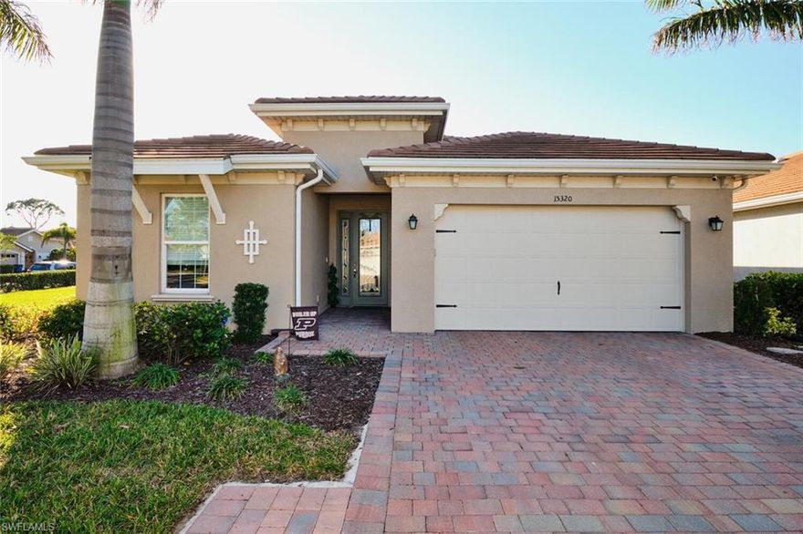 With LOW HOA FEES - This 2021 home sits on the largest lot in Venetian Pointe (0.31 acre, pool approved!) and is built for modern Florida living. With 2,450 SF of thoughtfully designed space, (larger than property appraiser’s records) and offers top-tier upgrades throughout. The bright, open kitchen with gray and white cabinetry, quartz countertops, and stainless-steel appliances naturally flows into the sun-filled family room—perfect for cozy nights in, lively gatherings, or entertaining friends. The split-bedroom layout ensures privacy for everyone, while the oversized master suite offers a spa-like bath and huge walk-in closet that connects to the laundry, making everyday living effortless. Wall outlets in every bedroom make TV mounting easy and clutter-free. A standout feature is the fully enclosed, climate-controlled IRISH PUB lanai. Everything stays, making it a unique spot for morning coffee, evening wine, or hosting friends and family. The pavered patio and fully fenced yard provide a safe, inviting space for kids, pets, or weekend barbecues. Peace of mind comes standard. With HURRICANE SHUTTERS and a WHOLE-HOME GENERAC GENERATOR, this home is ready for any storm or power outage staying safe, comfortable, and fully functional—offering worry-free living that’s rare in Florida. Other highlights include an OVERSIZED GARAGE (fits up to 3 cars, 2 tandem), REVERSE OSMOSIS and WATER SOFTENING SYSTEMS, and a FIREPLACE in the living room. Fridge and freezer in the garage do not convey. Location is unbeatable. You’re just minutes from Fort Myers Beach, Sanibel & Captiva, top-rated schools, FGCU, FSW, Costco, shopping, dining, hospitals, and RSW Airport. The home has never sustained storm damage. Why this home is special: This home has been full of life, laughter, and family memories. Now it’s ready for its next chapter—your family’s memories. From morning coffee in the pub to sunset evenings on the patio, it’s the perfect blend of style, space, and heart.