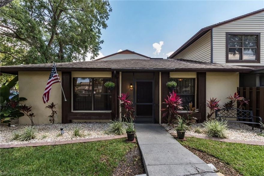 Charming 2 bed, 2 bath condo with extended living space of 982 sq feet Plus 261 sq feet.  Community and condo located in a very quiet, beautiful neighborhood of Cape Coral.  Very well kept community with either owner-occupied units or owner-snowbirds - no rentals.  Association will be installing New Roof.  The unit has New paint inside, new water heater, new kitchen cabinets, and counter-tops. A/C 2013.  Washer and Dryer included!  Beautiful digital refrigerator, with dishwasher and glass top stove.  Nice pantry!  The first level is awesome as you're a few steps to the front door.  Low Dues!!!  Enjoy the Community pool, community clubhouse to relax or have get-togethers or meetings, BBQ area, and shuffleboard.  Home Warranty included!