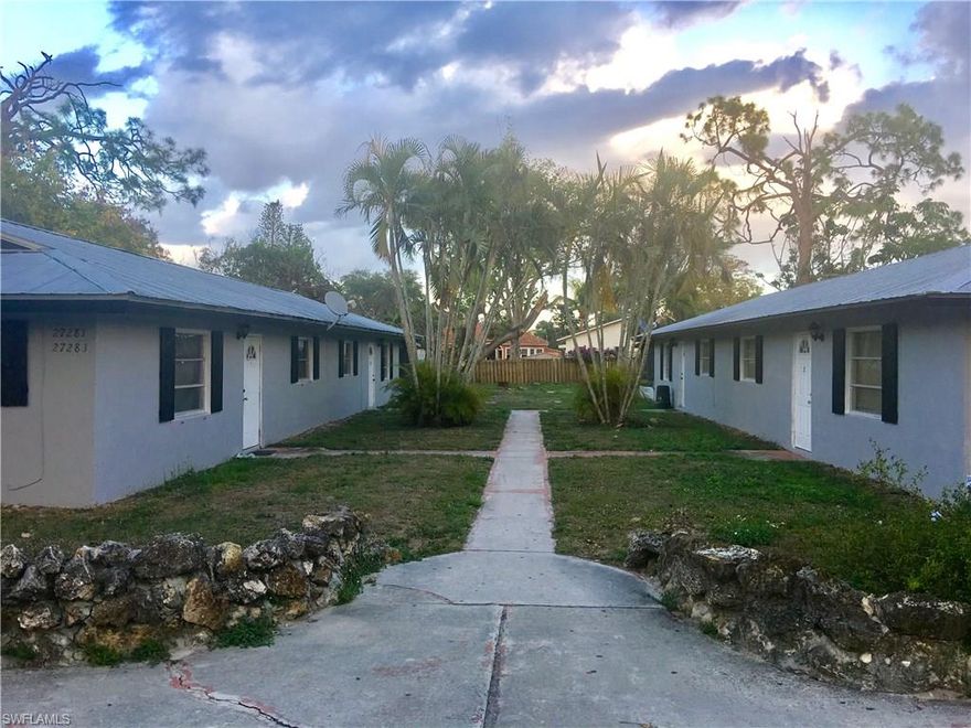 Attention investors: Amazing opportunity to purchase an income producing two-building quadraplex in the heart of Bonita Springs! Close to shops, restaurants, and much more, this quadraplex in this highly sought-after area will not stay on the market long! There are 2 units per building and each unit offers 2 bedrooms, 1.5 bathrooms, for a total of 8 bedrooms, 4 bathrooms and 4 half bathrooms. Long term established tenants already in place! Currently each unit is rented for $850 a month, with the opportunity to raise rents. Renters pay water/sewer, full electric, cable and internet and there is plenty of parking on the premises.