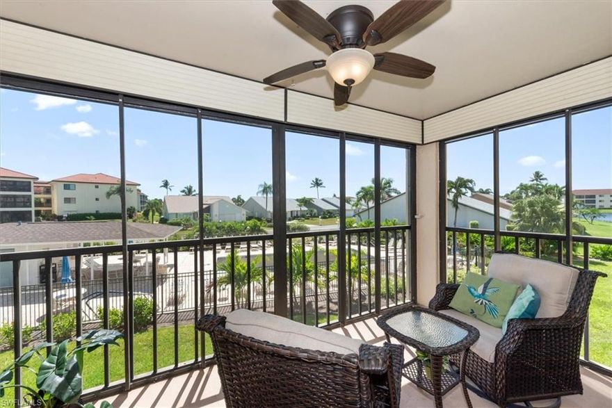 Owner Financing Available! Experience relaxed South Fort Myers condo living in this beautifully updated 2-bedroom, 2-bath residence at the popular Terrace at Cinnamon Cove, featuring pool views with a tranquil side lake perspective. Located on the second floor in an elevator building, making it ideal for seasonal use, investment, or full-time living.
The bright, open layout showcases an updated kitchen with maple cabinetry, granite countertops, and stainless steel appliances, complemented by tile flooring in the living areas and cozy carpeted bedrooms. The spacious primary bathroom includes dual sinks, granite counters, and a large walk-in shower.
Relax on the screened lanai overlooking the resort-style pool with calming lake views, perfect for enjoying warm Florida evenings. The condo also includes a covered carport, extra storage closet, and hurricane shutters for added convenience and security. Enjoy sunrises and sunsets from lanai thinking just another day in paradise.
Low HOA fees of $600 per month cover water, building insurance, exterior maintenance, landscaping, gated access, and all amenities. Cinnamon Cove is not a 55+ community and offers pickleball, tennis, bocce, shuffleboard, multiple pools and spas, three fishing lakes, and vibrant community activities.
Ideally located within walking distance to Publix and just minutes from restaurants, entertainment, medical facilities, colleges, shopping, and the beaches of Sanibel Island, this condo is the perfect blend of comfort, location, and carefree Florida living.  You're not just buying a home, you are embracing a life style characterized by morning bike rides, yoga/palates classes, water aerobics, pizza parties, pickleball, and an on site library.