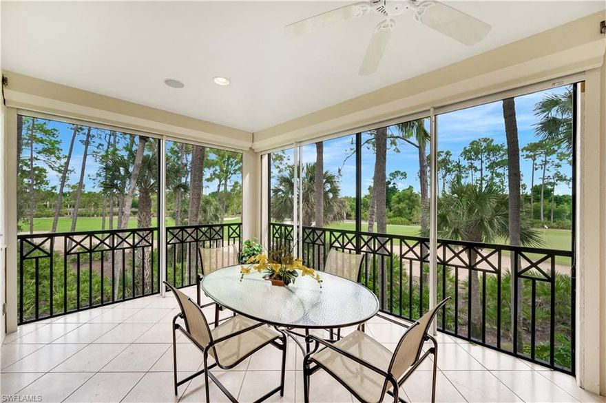 Surrounded by golf course & water views with NO buildings right next to you or in your view!  JUST LISTED and available TURNKEY FURNISHED, if desired.  Immaculate former model with built-in speaker system, Plantation shutters, lots of neutral granite & marble finishes, diagonal tile inside & also on the 1,000 sq. ft. screened & storm shuttered balcony.  I don't usually show the garage but this garage is super clean & offers plenty of large & extra large cabinet storage & extra counter space too!   This residence is perfect for the avid golfer as a Medallion golf membership purchase is mandatory with this condo purchase.  Views of the golf course & water from the main balcony, master bedroom, dining & living rooms & from the second family room balcony also.  NO OTHER BUILDINGS IN YOUR VIEW! The second floor is all yours with private & secure elevator access.  Steps to the tropical pool, spa, grilling stations & a few more steps & you're at the Tiburon Golf Club or the RITZ-Carlton Golf Resort hotel....BUY NOW AND USE THIS SEASON...AVAILABLE NOW!