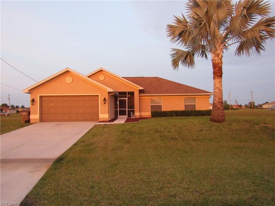 This turnkey, freshly painted home offers 1,757 sq ft of spacious living with 4 bedrooms/2 baths/2-car garage.It is nestled in a sought after NW Cape neighborhood with well-kept houses all around and near schools, shopping, and restaurants.The living room features a built-in electric fire place and built in TV which stays.The kitchen offers newly updated granite counter tops, upgraded wooden cabinets with 42” upper cabinets, and stainless steel appliances.The bathrooms also feature newly updated granite counter tops and upgraded wooden cabinets, while the master bathroom also has dual sinks, and a large updated tiled shower.The main living areas are tiled for easy cleaning and the bedrooms have carpet for your comfort.Enjoy your large fenced-in backyard with a fire pit, newly screened-in lanai, and a shed for convenient storage.This home is perfect for your family and will not disappoint. This is one of the nicest homes in NW Cape for the price, so schedule your showing before it’s gone.