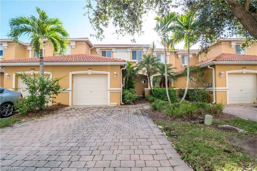 Enjoy your new 3 bedroom, 2.5 bath Townhouse, with a private garage, located in desirable Colonnade At Forum! On the first floor you will find a spacious and open floor plan concept with a kitchen complete with stainless steel appliances. After walking past your half bathroom into your main downstairs living area, you will enter your fully screened-in lanai, perfect for relaxing days with a book and a lake view! For added privacy and convenience, all 3 bedrooms are on the second floor along with 2 full bathrooms. Colonnade At Forum offers resort style amenities: a Clubhouse,  Community Pool, Tennis Court and a wonderful play area for the kids, so don't miss this opportunity to own a gorgeous premium unit in a gated community, centrally located to businesses and all the fun things to do in Fort Myers! Please call to schedule your private showing today!