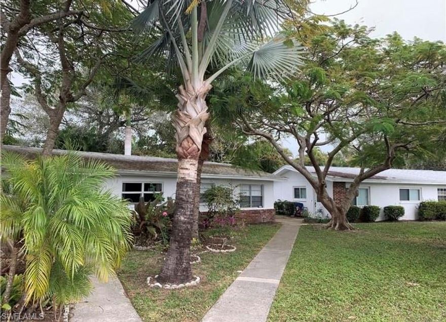 Lowest priced villa in Hyde Park!  CONDO FEES WILL BE $465 PER MONTH starting in January 2026! Discover the charm of this beautiful attached villa, located in the heart of South Fort Myers within the Hyde Park Condominium community, just off prestigious McGregor Blvd. This ground-floor villa offers a two-bedroom, one-bathroom layout with a spacious, open-concept living and dining area. The fully updated kitchen features white shaker cabinets, granite countertops, and sleek stainless steel appliances—perfect for preparing your favorite meals. Tile flooring throughout makes for easy maintenance, while the in-house laundry includes a full-size washer and dryer. A new water heater, new air handler, and a newer roof add extra peace of mind. Beyond the cozy living space, a screened-in lanai at the rear of the villa provides the ideal spot to unwind and enjoy the Florida sunshine.
The monthly dues cover building insurance, lawn and land maintenance, cable TV, water and sewer, and trash removal, ensuring a hassle-free living experience. Make this maintenance-free villa your winter getaway or full-time residence or use it as an investment rental property. This pet friendly property combines both practicality and peace of mind, and is priced to sell.
