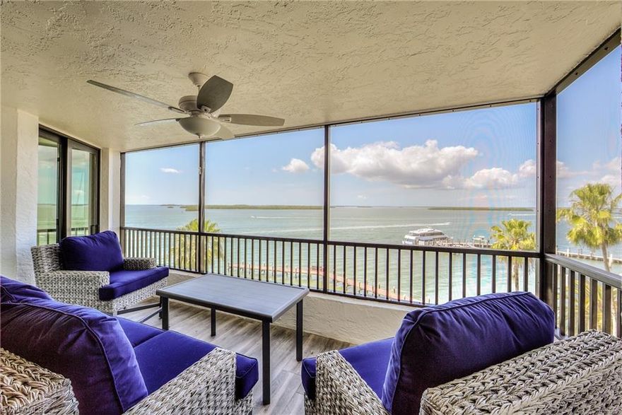 WELCOME TO A HOME THAT EXEMPLIFIES "PARADISE BY THE SEA". THIS IS A
BRAND NEW CONDO. EVERY WALL AND CEILLNG HAVE BEEN REPLACED TO THE
STUDS.  ONE OF A KIND COASTAL DESIGN KITCHEN WITH CIRCULAR QUARTZ
COUNTER AND BUILT IN WINE COOLER.
BRIGHT WHITE CABINETS THAT EXTEND TO THE CEILING, STAINLESS STEEL
APPLIANCES, ALL PORCELAIN WOOD TONE FLOORS, SOLID WOOD DOORS,
CALIFORNIA CLOSETS, RECESSED LED LIGHTING, NEW AIR CONDITIONER AND


WATER HEATER, WIND RATED WINDOWS THRU OUT, 4 CEILING FANS. THIS MIDDLE LEVEL IS MOST DESIRABLE OFFERING EXCEPTIONAL VIEWS OF SAN CARLOS BAY.  THIS PERFECT CONDO WILL STEAL YOUR HEART.  SOCIAL MEMBERSHIP TO THE SANIBEL HARBOUR YACHT CLUB INCLUDED WITH NO FEES.