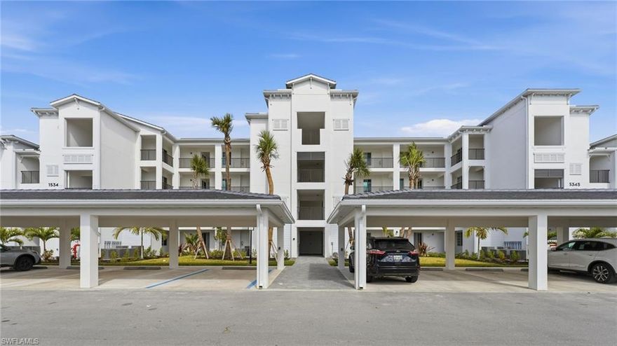 THIS GOLF CONDO IS READY FOR YOU NOW!! Discover a golfer’s paradise at Webbs Reserve—where active living meets relaxation in a beautiful coastal setting. Experience sparkling pools and premium resort amenities—all just a golf cart ride away from home. Featuring a championship golf course designed by industry legends Nicklaus Design—Webbs Reserve offers a lifestyle filled with recreation, relaxation and fulfilling connections. Step inside this inviting 1,120-square-foot condo at Webbs Reserve and discover a thoughtfully designed split floorplan that maximizes both comfort and privacy. The heart of the home is an open-concept kitchen, dining and living area—perfect for entertaining or relaxing—with durable quartz countertops, sleek stainless steel appliances and designer cabinetry. Sliding glass doors extend the living space to a screened lanai, ideal for enjoying outdoor activities year-round. The luxe owner’s suite features a spa-inspired bathroom with a quartz-topped vanity, walk-in shower and designer fixtures, while a secondary bedroom near the foyer offers extra privacy for guests or a home office. Enjoy energy-efficient touches throughout, including a smart thermostat, and hurricane impact windows for peace of mind. Covered carport parking and landscaping add convenience and curb appeal. With access to sparkling pools, premium resort amenities and golf just a cart ride away, this low-maintenance home is sure to attract attention—don’t miss your chance to make it yours! Prices, dimensions and features may vary and are subject to change. Photos are for illustrative purposes only.