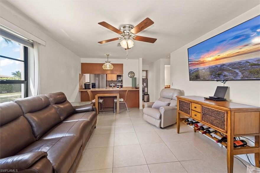 Welcome to 9380 Lennex Lane, Unit 701 — a charming 1-bedroom, 1-bathroom condo perfectly situated in the sought-after South Pointe West community of Fort Myers. This inviting ground-floor residence offers comfort, convenience, and a vibrant Florida lifestyle just steps from the sparkling community pool.

Inside, you’ll find an open floor plan with abundant natural light and tile flooring throughout. The bright kitchen features modern appliances and a cozy dining area, while the spacious living room flows seamlessly to a private lanai, ideal for morning coffee or relaxing evenings outdoors.

The bedroom provides ample closet space, and the bathroom is thoughtfully designed for both style and ease. With in-unit laundry, central heating and cooling, and assigned parking, everyday living couldn’t be simpler.

Residents of South Pointe West enjoy manicured grounds, two community pools, picnic and barbecue areas, and a friendly, well-maintained neighborhood. Located just minutes from Cape Coral Bridge, shopping, dining, hospitals, and beautiful Gulf beaches, this condo perfectly blends tranquility with accessibility.

Whether you’re looking for a seasonal retreat, full-time residence, or investment opportunity, Unit 701 delivers the best of Southwest Florida living. The owners have also listed the condo directly upstairs Unit 711 for the perfect opportunity to own two!