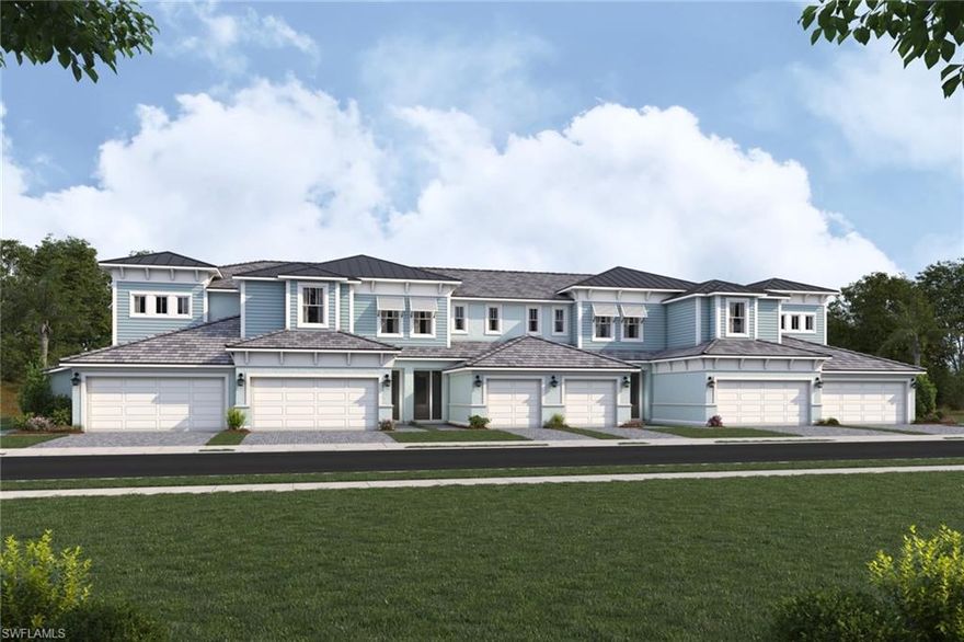 This welcoming first-floor Radiance coach home is located within the thoughtfully planned Summerlit community and offers the ease of single-level living paired with a bright, open layout designed for everyday comfort. Tile flooring extends throughout the main living areas, creating a clean, low-maintenance flow ideal for relaxing or entertaining. The kitchen is finished with off-white quartz countertops, ample cabinetry with soft-close doors and drawers, a generous island, and a full suite of stainless steel Whirlpool ENERGY STAR appliances. The owner’s suite provides a comfortable retreat with a private bathroom featuring dual sinks, quality finishes, and a walk-in shower, while a secondary bedroom offers flexibility for guests or a home office. A laundry area with a washer and dryer included adds convenience, and impact windows provide additional peace of mind. Enjoy Florida’s indoor-outdoor lifestyle from the screened lanai. Summerlit offers a resort-inspired atmosphere with desirable amenities including a sparkling swimming pool, pickleball courts, relaxing gathering spaces, and opportunities for both recreation and connection, all set in a convenient Naples location close to shopping, dining, and everyday conveniences.
***Photos, renderings and plans are for illustrative purposes only and should never be relied upon and may vary from the actual home. Pricing, dimensions and features can change at any time without notice or obligation. The photos may be from a furnished model home and not the home offered for sale.