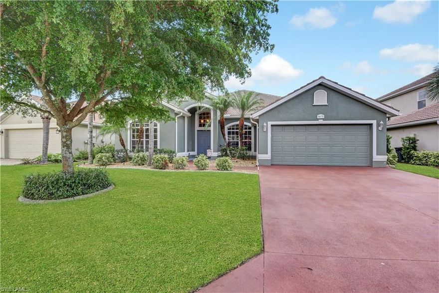 Wonderful pool home in Stoneybrook! This home has a spacious floor plan with a living & family room, formal dining room, breakfast nook area, breakfast bar, and an open concept kitchen-almost 2,400sf of living space. You will love the extended screened lanai featuring a saltwater solar heated pool with sun shelf, pavers on the pool deck, and an under truss area. A tall hedge & mature tropical landscaping surround the rear lanai giving this area plenty of privacy and making it a great place to relax or entertain. The split bedroom floor plan has the master suite being one entire wing of the home and it features sliders to the pool lanai and a master bath with dual sink vanity, tiled glass enclosed shower, & a soaking tub. One of the guest rooms is situated just off of the foyer-perfect for a home office/play room. A few of the bells & whistles you will find in this home are transom & arched windows, crown molding, large tile flooring set on diagonal & high-end laminate flooring, & volume ceilings, plus, the home is storm ready with manual hurricane shutters. In August of 2016 a new a/c unit installed, and earlier this year the roof was fully repaired.