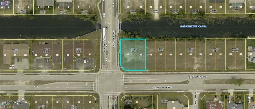 Freshwater canal lot in southwest Cape Coral. This corner parcel offers canal frontage and water views, measuring approximately 80 by 120 feet. The location is close to shopping, dining, and main roads, with easy access to amenities throughout the city. Flood Zone X 
City water and sewer assessments are in and paid in full, so the lot is ready to build with no assessment costs left for the buyer. Construct a custom home or hold the parcel as an investment, subject to local zoning and permitting. Southwest Cape Coral continues to grow, making this a strong opportunity to secure waterfront land at an accessible price.
Buyers should confirm lot dimensions, seawall and canal details, and building requirements with the City of Cape Coral and Lee County.