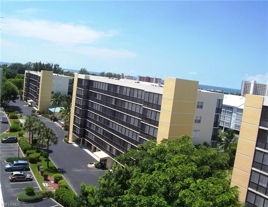 Corner 3 Bedroom 2 Bath Furnished condo on the 3rd floor.  Condo has new kitchen appliances, new carpet & the interior has been painted.  Full size washer & dryer in the unit.  Electric shutters on the lanai.  Spacious storage unit on the same floor as the condo.  Under building parking included.  There are boat docks available for purchase in this boating community of Hibiscus Pointe.  Close to the beautiful white sugar sand beach.  Amenities include swimming pool, hot tub, tennis, shuffleboard, 4 grilling areas with picnic tables & clubhouse.  Close to restaurants, retail shopping, marina, pharmacy & convenient store.