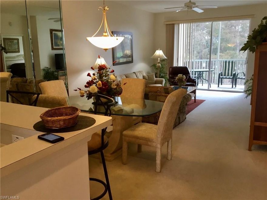 Enjoy  Breakfast or Happy Hour on your lanai with a million dollar view of the 11th green and fairway.  This second floor unit has it all.  New roof and freshly repainted  building with a new lanai cage and brand new screens.  Newer A/C, HWT, refrigerator and garbage disposal.  This unit has repeat tenants through 4/30/22 who provide $3,600/month income to the buyer.  Vanderbilt Country Club has a beautifully remodeled and expanded clubhouse, a new attended health and fitness center and the new Terrace Cafe for informal dining that overlooks the community pool and tennis courts. Vanderbilt is a bundled golf and tennis community with a strong financial position and is an active social calendar.