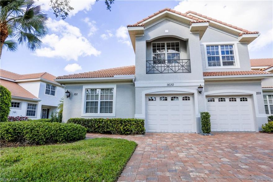 What a gem! This rarely available first floor end unit in Braeburn comes fully furnished and has exceptional lighting! Located in the beautiful Stonebridge Golf Community in the heart of North Naples. Enjoy the gorgeous views of the 16th hole and pond. This expansive floor plan is a 3 bedroom, 2 bathroom with an attached garage. Entertain your guests on the large screened in lanai while enjoying the scenery all around. The property has a less than one year old refrigerator and the HVAC system is brand new! The roof was replaced a couple of years ago and the external was recently painted. Stonebridge is a high-demand bundled golf community right off of Immokolee, just minutes from the gulf. Amenities include golf course, tennis courts, Olympic sized pool and much more. Close to Mercato and many other restaurants. Come see for yourself!