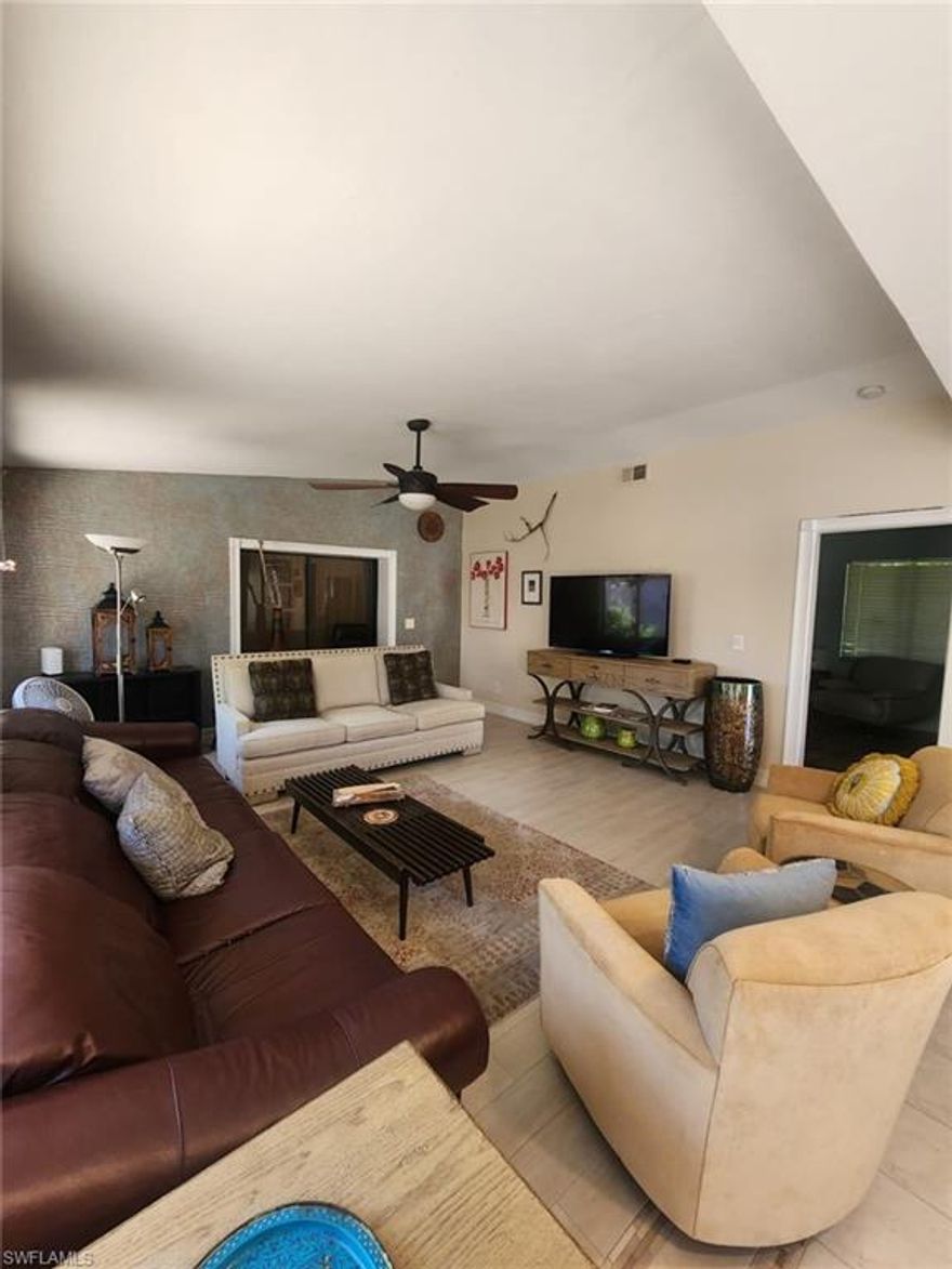 Turnkey home for rent for bi-annual rental with cable and wifi included. Home is tastefully decorated and comes with everything you need! Bring your toothbrush and clothes and enjoy SWFL living! The home offers 2 bedrooms 2 bathrooms, a spacious kitchen and open dining living space with lots of windows offering natural light. Enjoy your mornings in the private courtyard that is decorated as your private escape. The community offers tennis courts, a community pool; lawn care and trash pickup are included. Wyldewood Lakes is centrally located off Whiskey Creek in Fort Myers near FSW College, shopping, dining and more! An easy drive to the beaches, and 25 minutes to the airport! Have everything SWFL has to offer right at your fingertips.