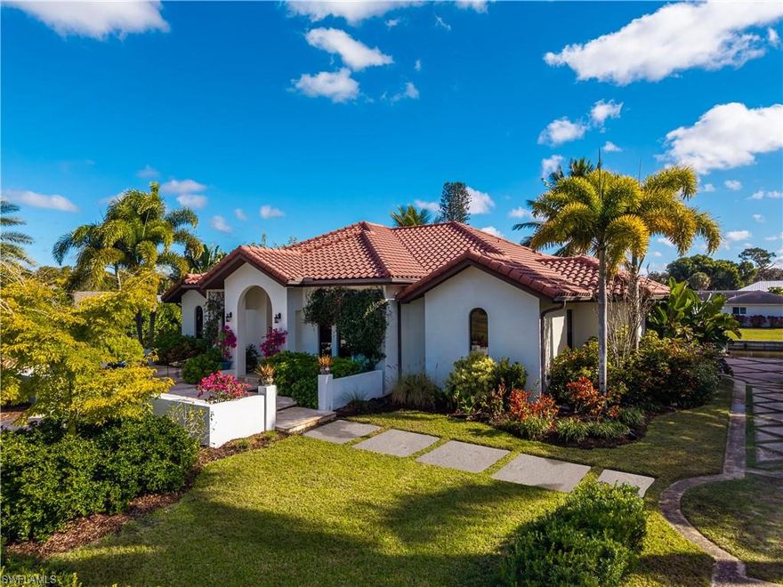 Live where every day feels like a getaway in this fully custom waterfront home located in one of the most desired areas in Lee County. This three-bedroom plus den, two-and-a-half-bath residence offers peace of mind with no flooding and direct Gulf access just minutes to the Caloosahatchee River, complete with a private dock, boat lift, and on-site launch. Major updates include a fully inspected roof, new AC, and a heated resort-style pool. Designed for comfort and security, the home is fully hurricane-impact-rated and features a whole-home generator, a full reverse osmosis water system, and instant hot water. Spacious rooms, a private den, Satillo tile flooring, a custom Spanish interior, Mediterranean-style exterior and driveway add warmth and character. Outdoor living shines with a custom resort-style design pool, featuring a spacious main swim area, an intimate wading space ideal for kids or pets, a relaxing hot tub, all featuring an infinity edge surrounded by lush tropical landscaping. A rare bonus includes an assumable VA mortgage at an exceptional 2.25% interest rate, subject to buyer qualification. A truly one-of-a-kind waterfront opportunity combining lifestyle, location, and peace of mind.