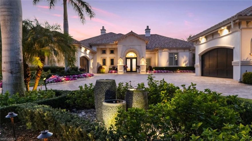 EXCEPTIONAL WATERFRONT ESTATE, NEARLY ONE ACRE OF PURE LUXURY IN MIROMAR LAKES

Discover a once-in-a-lifetime opportunity to own nearly one acre of breathtaking waterfront property in the award-winning Miromar Lakes Beach & Golf Club, a place where elegance, privacy, and resort-style living blend seamlessly into a life of pure serenity.

Nestled on one of the most coveted lots in the community and perfectly positioned to capture golden sunsets over the shimmering lake, this estate offers a front-row seat to nature’s nightly masterpiece. Every evening feels like a celebration of beauty, your own private symphony of light dancing across the water.

Completely turnkey, including the boat, this home is ready for you to move right in and start living the Miromar Lakes lifestyle from day one.

Step outside and feel your cares dissolve. The backyard is a sanctuary designed for connection, laughter, and stillness all at once. Lounge by the resort-style pool and spa as the fire and water features cast a warm glow across the terrace. Enjoy friendly moments on the custom putting green or gather by the fire pit as the stars begin to sparkle above. Multiple covered seating and dining areas invite you to linger outdoors, while the fully equipped summer kitchen makes every meal an occasion to remember.

Inside, modern sophistication meets timeless luxury. Light pours through floor-to-ceiling windows, illuminating 4 spacious bedrooms, 6 beautifully appointed bathrooms, and multiple living areas that frame the water’s edge like living art. The gourmet kitchen is the heart of the home, a culinary dream with top-tier appliances, custom cabinetry, a walk-in pantry, and an expansive island that effortlessly connects to the great room and dining area, perfect for cozy dinners or grand celebrations.

The owner’s suite is a private retreat in itself, serene, indulgent, and restorative. Wake to the gentle glow of the lake, unwind in your spa-inspired bath with a soaking tub, dual vanities, and an oversized walk-in shower. Two very spacious his-and-hers closets provide the perfect balance of elegance and functionality, offering abundant storage and organization for a life beautifully lived.

Additional features include a private office, full-house generator, and a 5-car garage with lift for up to six vehicles, ideal for collectors and car enthusiasts alike.

Beyond your doorstep, Miromar Lakes offers a lifestyle unlike any other with 700 acres of freshwater lakes for boating and watersports, three miles of private white-sand beach, championship golf, fine dining, a world-class spa, and endless opportunities for fitness, fun, and friendship.

This is more than a home; it’s an experience, a feeling, a legacy. A rare chance to claim one of Miromar Lakes’ most extraordinary waterfront estates. Schedule your private showing today and step into a world where every day feels like a getaway.