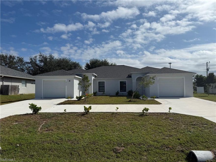 Brand-new 6-bedroom, 4-bathroom duplex is located in a quiet neighborhood on a beautiful street, across from public library. Built up to current building codes and excluded from flood insurance. Property Features: double sinks in the master, white quartz countertops, stainless steel appliances, porcelain tile flooring throughout, spacious/ open layout with great natural light, each side has one-car garage with upgraded epoxy floors, large driveway with plenty of parking space. Duplex has city water, sewer and irrigation. Walking distance to Walmart, library.